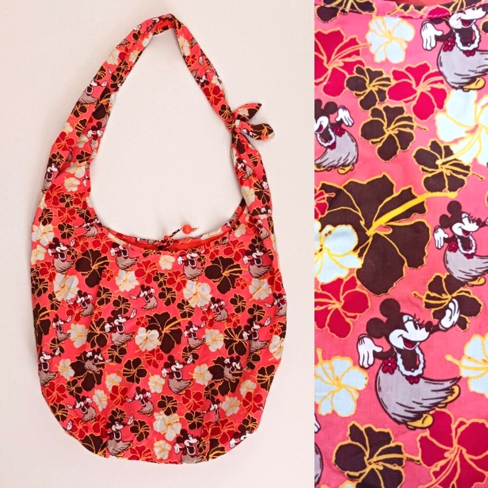 NEW Disney Parks Authentic Hawaiian Hula Minnie Cloth Lg Sling Bag